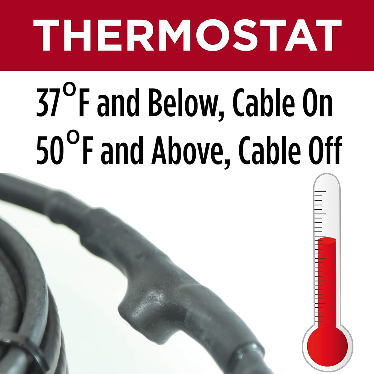 60 Feet Self-Regulating Heat Cable with Built-in Thermostat O259