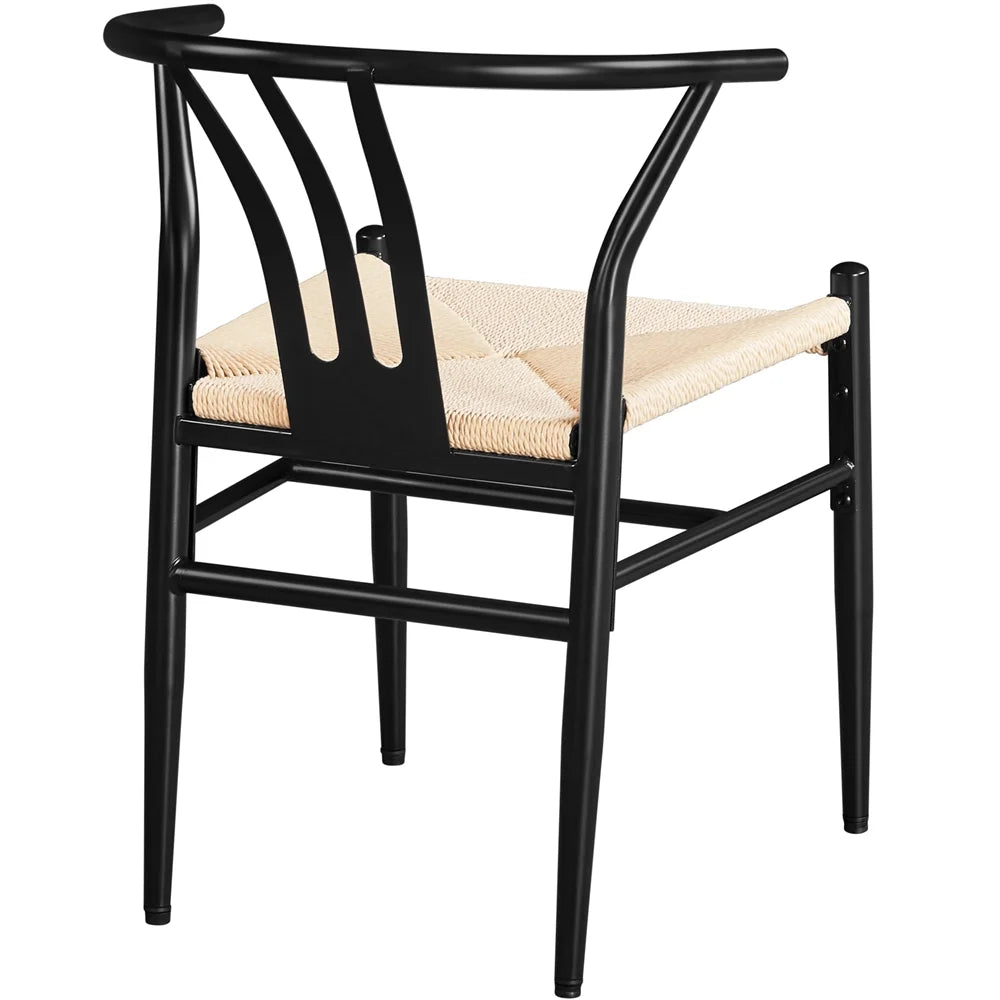 Set of 4 Black Weave Arm Chairs with Metal Frame V754243