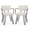 Off-White Set of 6 Dining Chairs with Metal Arms L16712