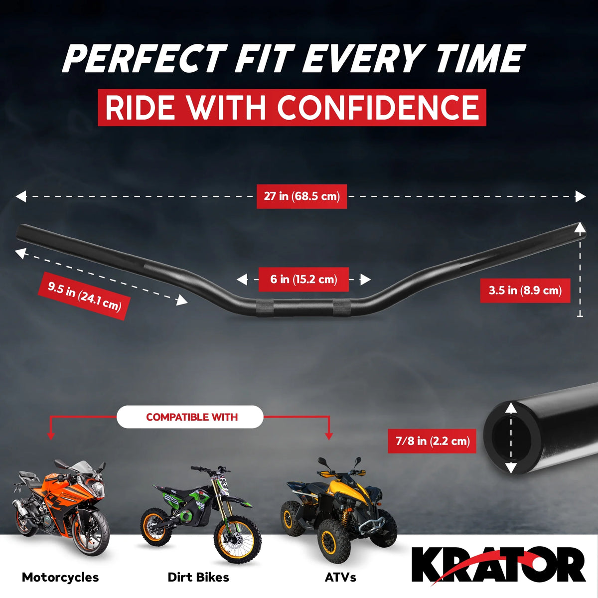 7/8 Inch Motorcycle Low-Rise Handlebar J592