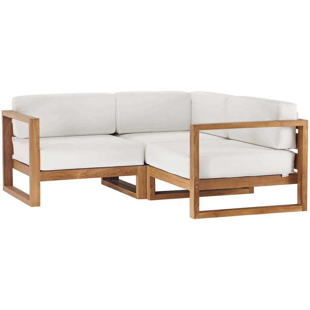 Teak Wood 3-Piece Sectional Sofa Set G429137