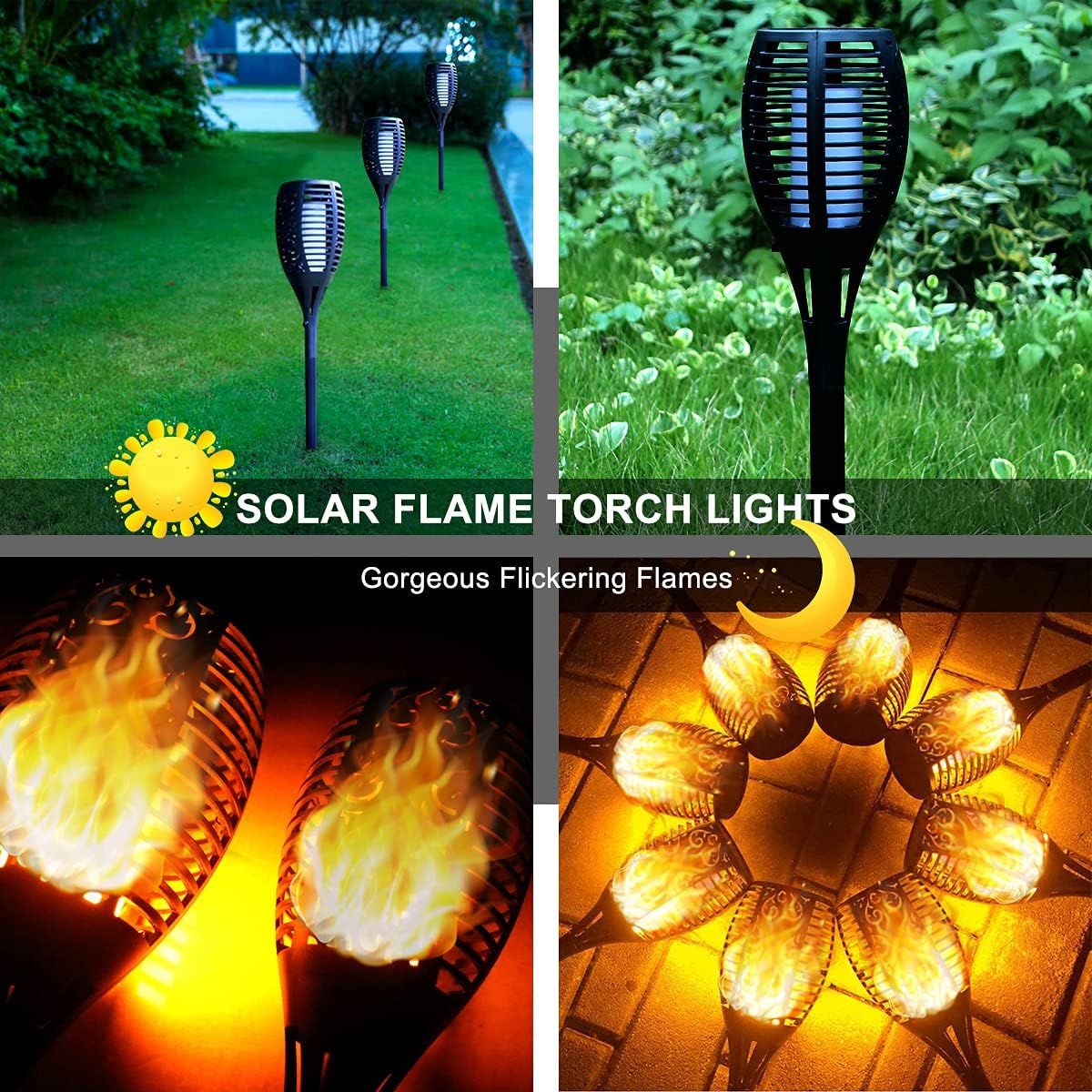 8Pack Solar Torch Lights with Flickering Flame Z395