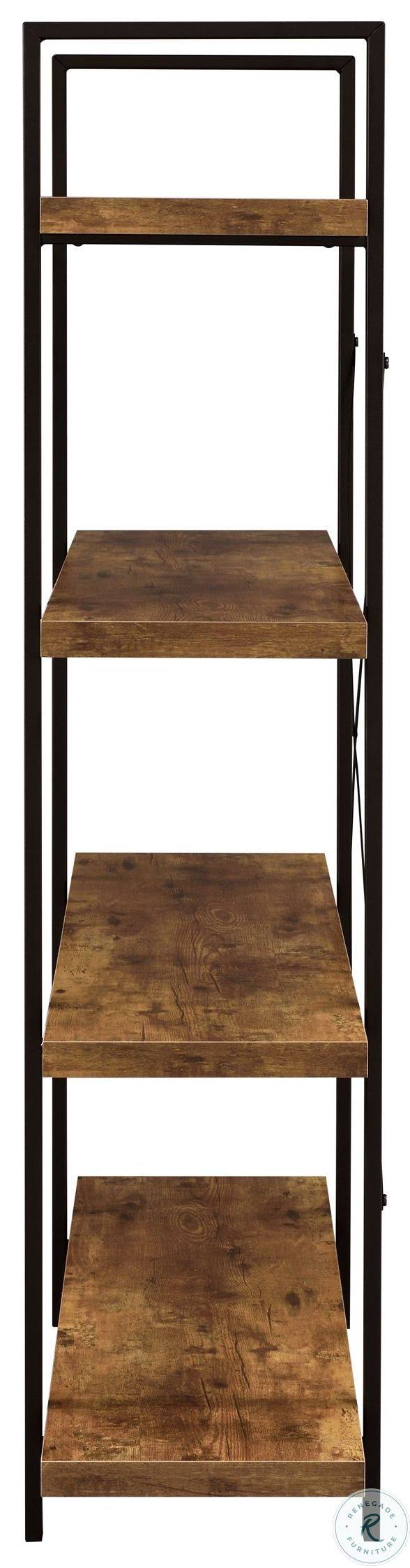 Antique Nutmeg and Black 4-Shelf Bookcase P5647
