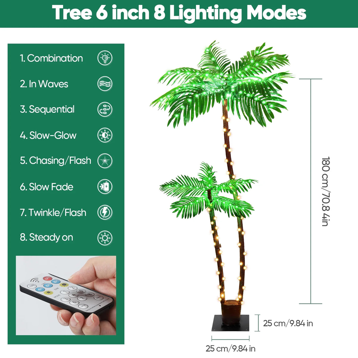 Solar Artificial Palm Tree 6Ft Lighted with 8 Modes R1005