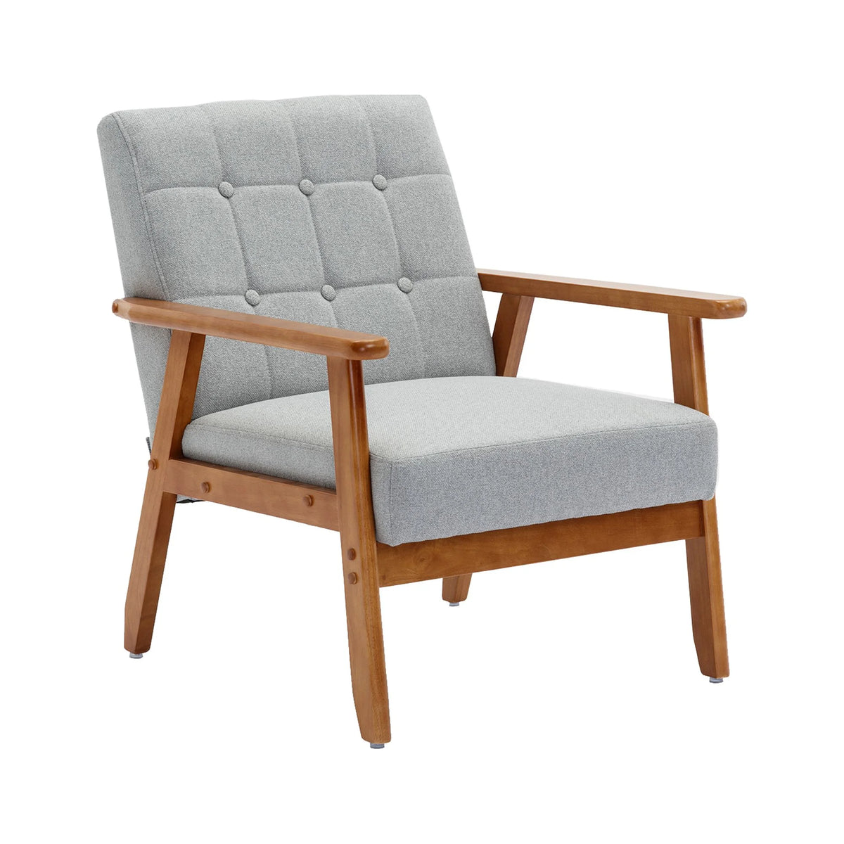 Accent Chairs Set of 2 with Side Table, Wood and Fabric Armchairs K76000