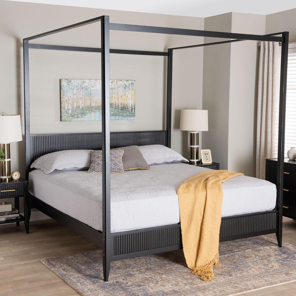 Black King Wood Canopy Bed T632