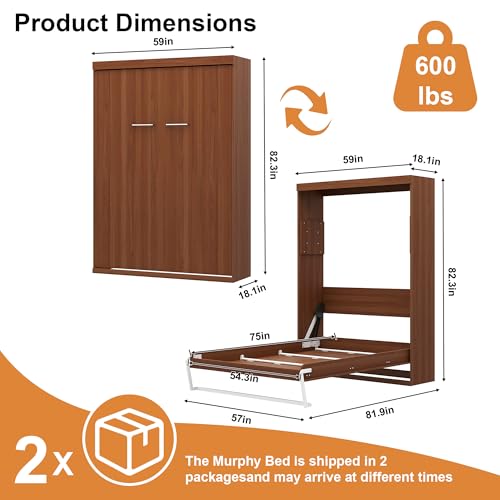 Full Brown Murphy Bed Z115