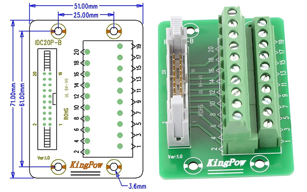 2x10 20Pins Male Header Terminal Block Connector Pack of 2 C390