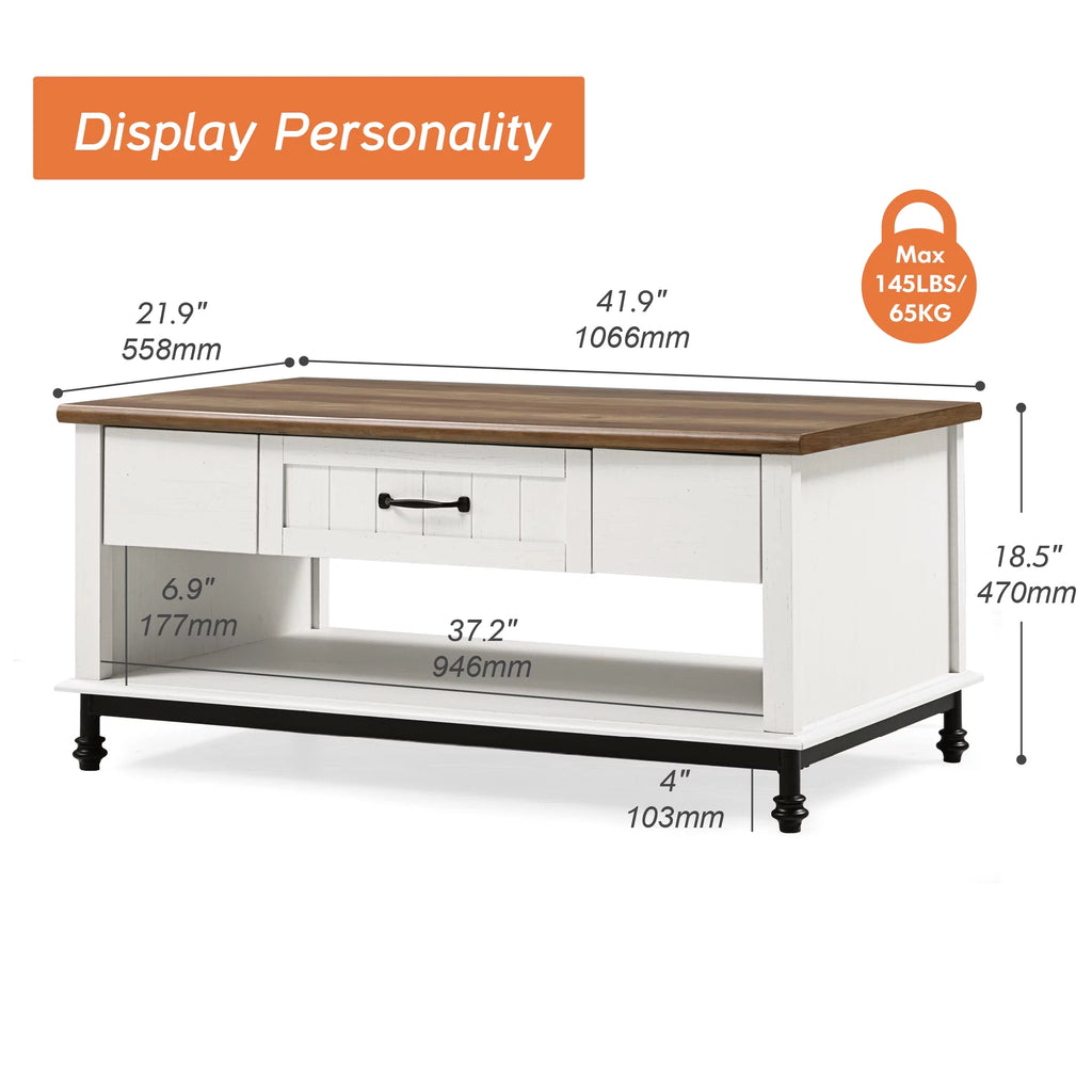 Farmhouse Coffee Table with Storage Shelf J7413