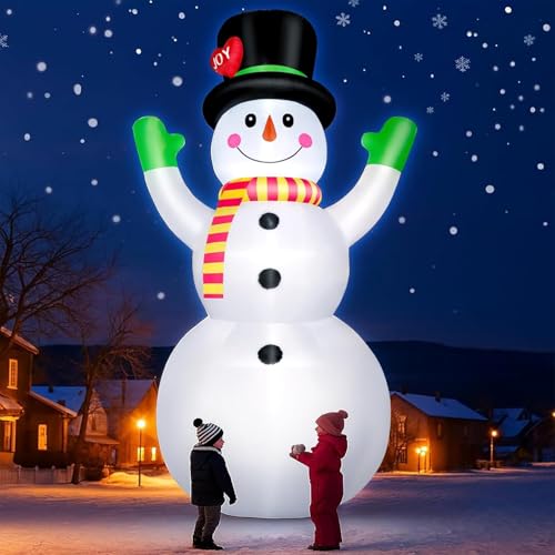 10 FT Christmas Inflatables Snowman Outdoor Yard Decorations with LED Lights A30088