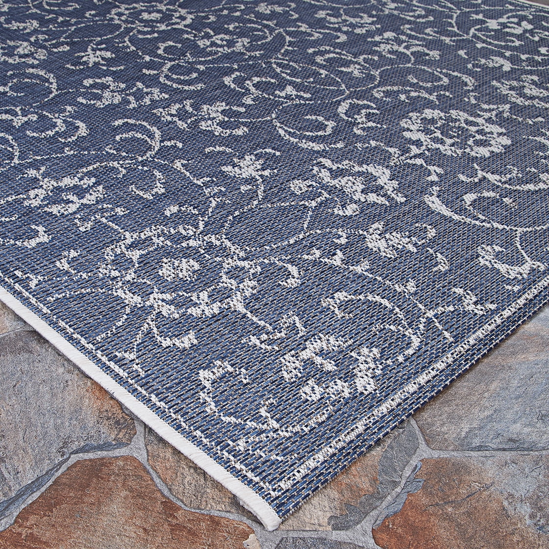 Navy-Ivory Indoor / Outdoor Area Rug Q7618