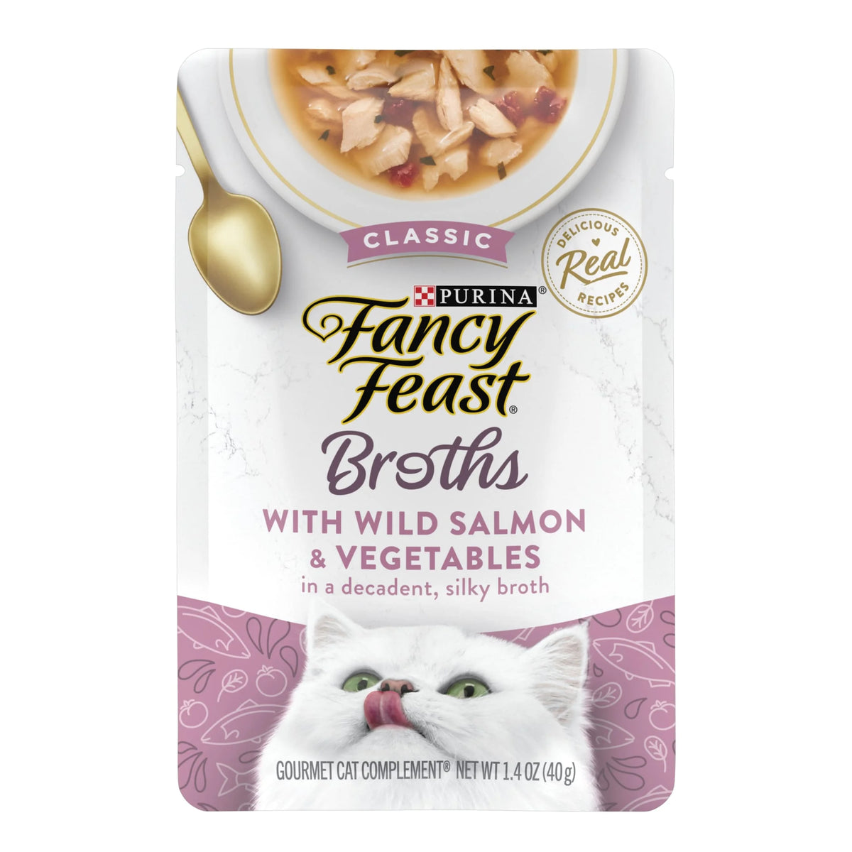 (8 pack) Wet Cat Food, Salmon & Vegetables, 1.4 oz Pouch J215