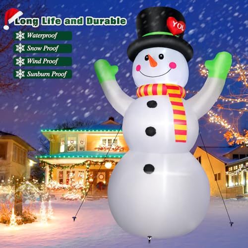 10 FT Christmas Inflatables Snowman Outdoor Yard Decorations with LED Lights A30088