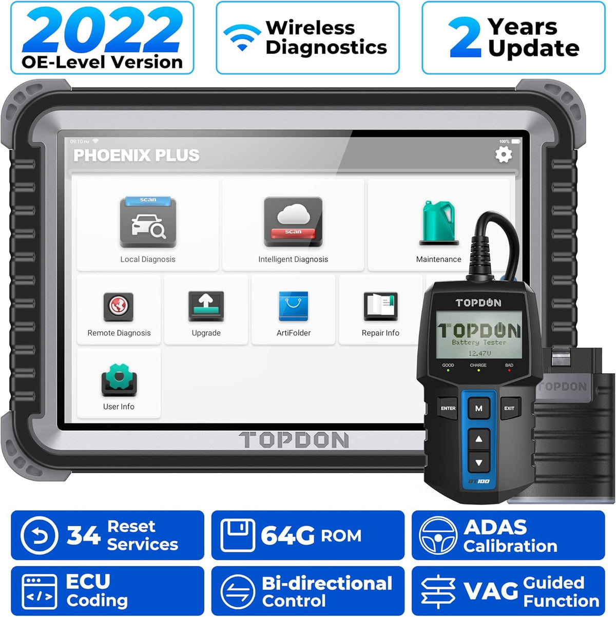 OBD2 Bidirectional Diagnostic Scanner with Battery Tester N62454