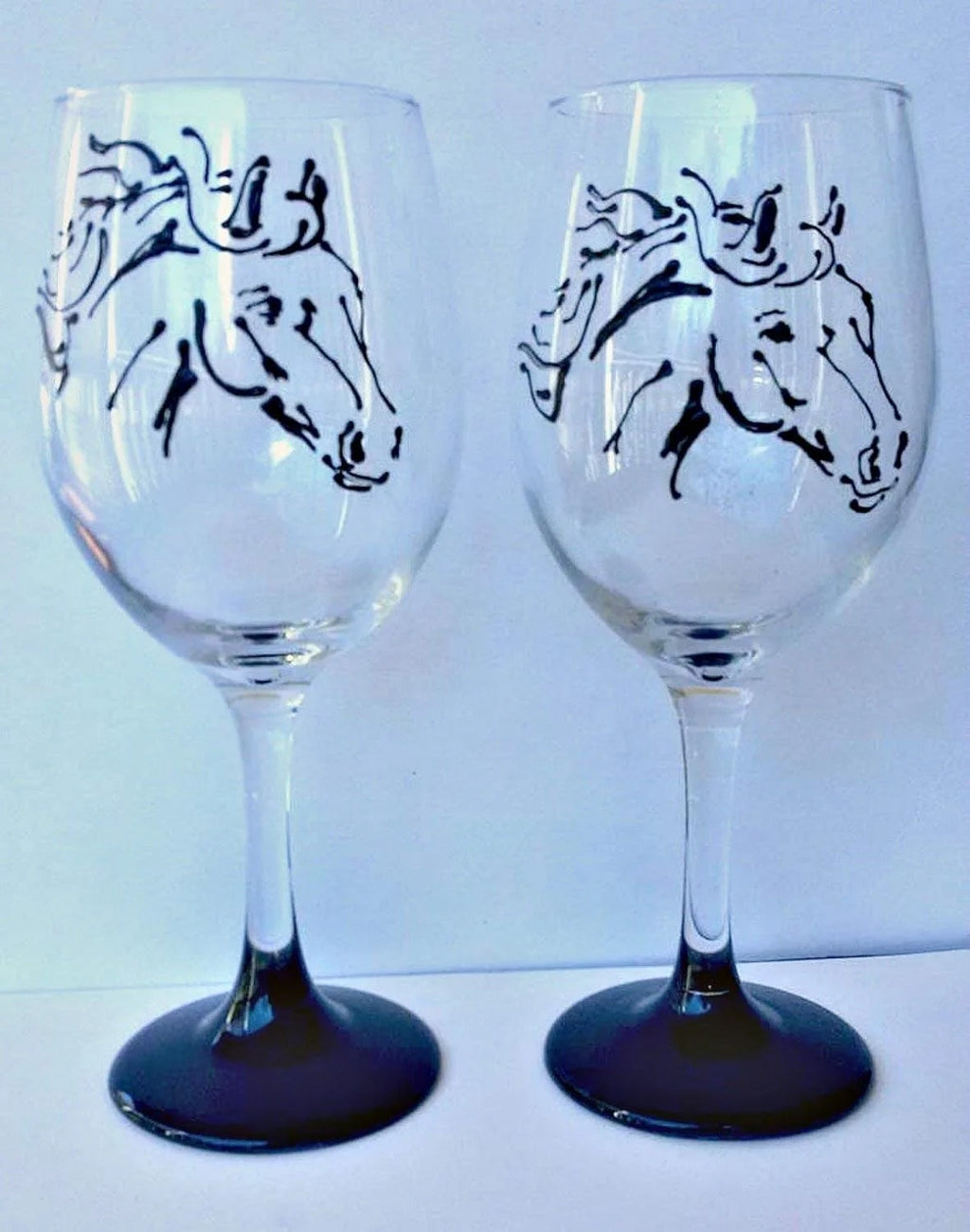 Hand Painted Wine Glasses Set Of 2 Q671
