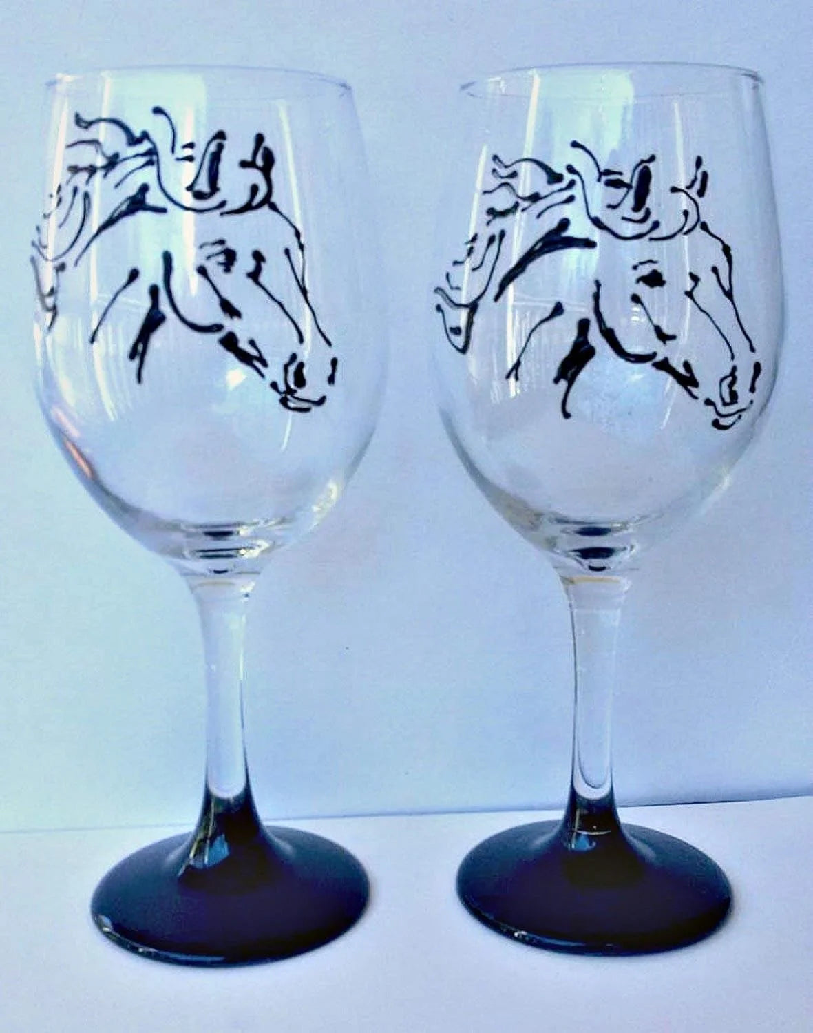 Hand Painted Wine Glasses Set Of 2 Q671