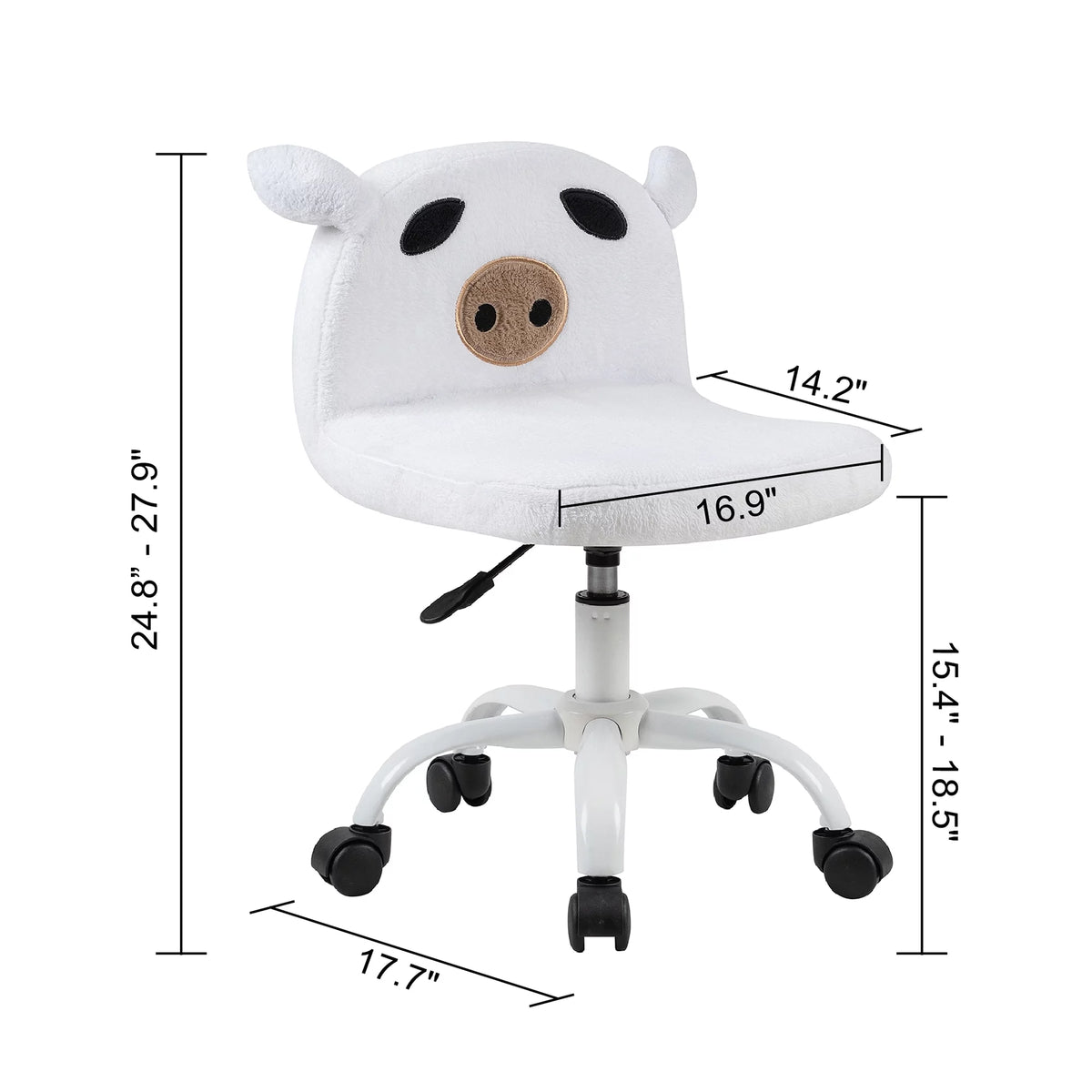 White Fuzzy Adjustable Armless Swivel Rolling Desk Chair V729426