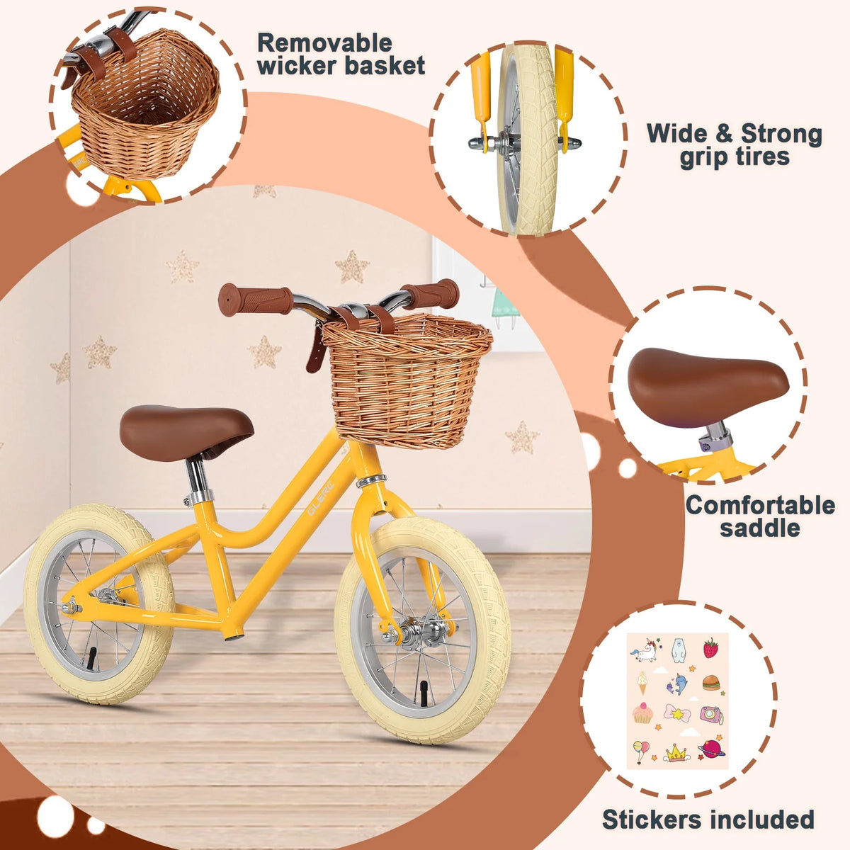 12 inch Kids Balance Bike with Basket H1700