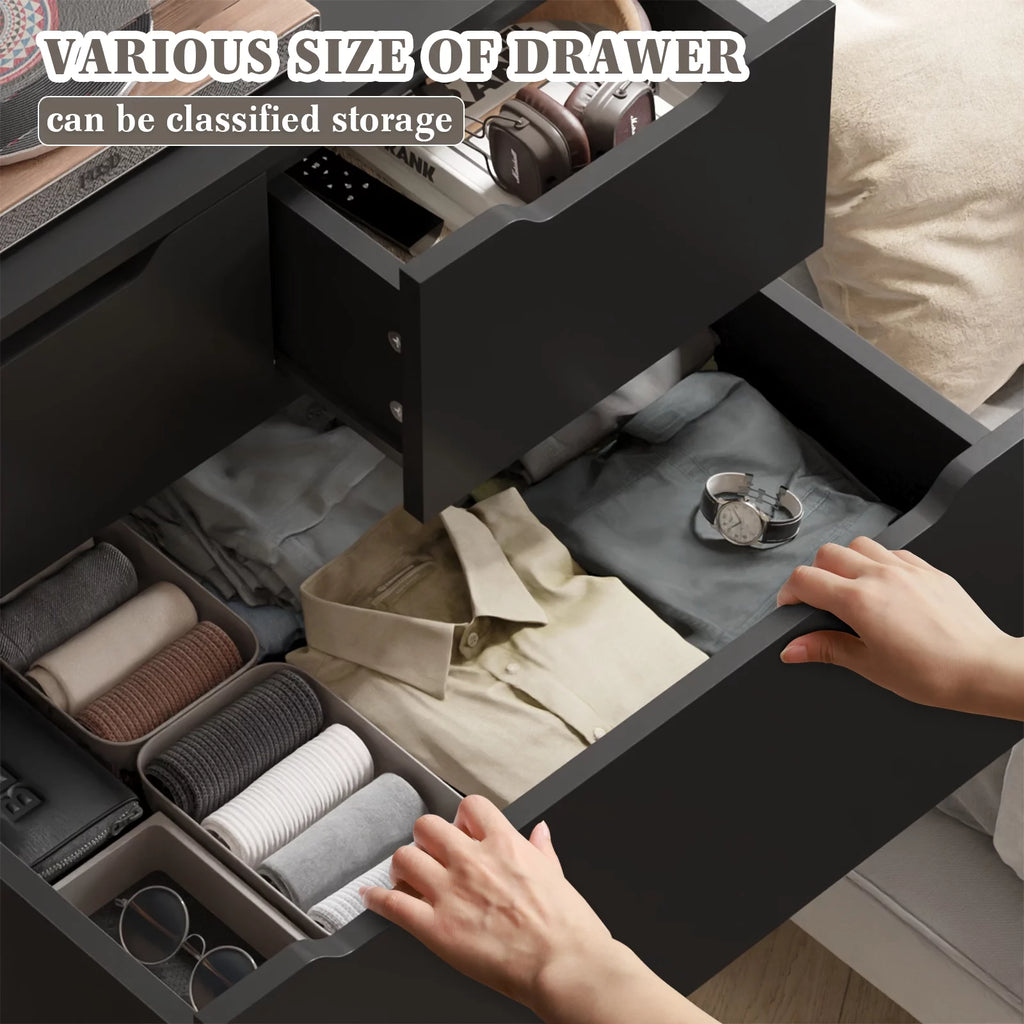 Black Tall Wood 6 Drawer Dresser A110