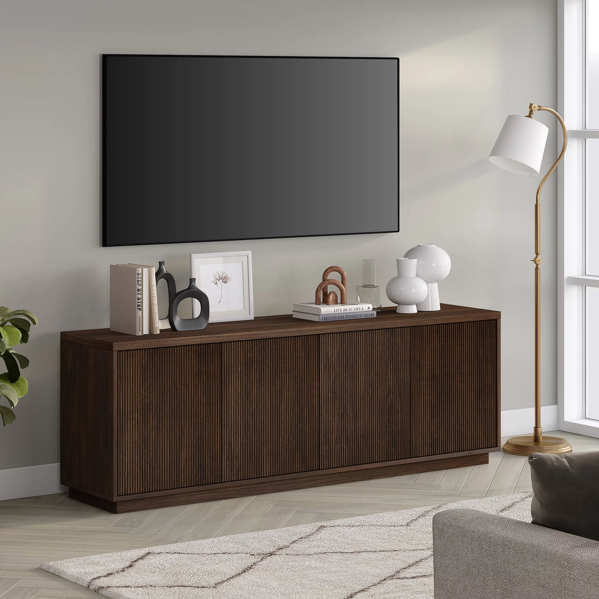 Black Grain Rectangular TV Stand U826
