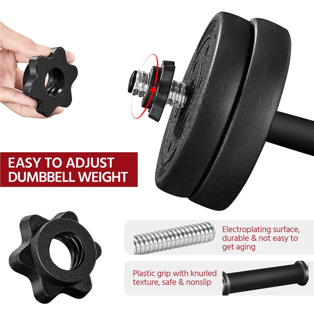 Adjustable Dumbbell Free Weight Set, Black J618
