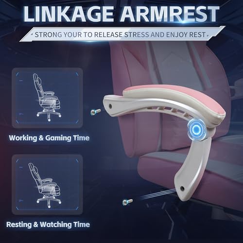 Blue Ergonomic Gaming Chair with Footrest U66458
