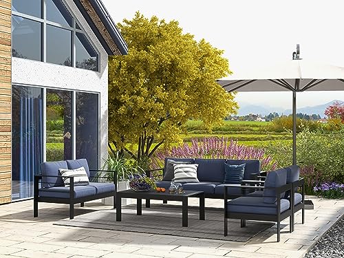 7 Seats Aluminum Patio Furniture Set with Coffee Table P702