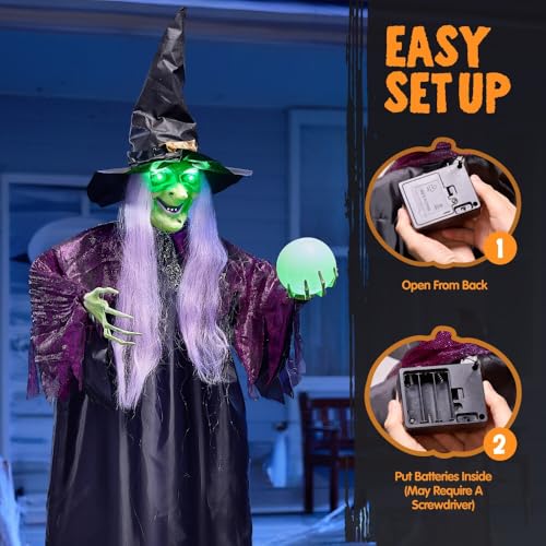 78" Hanging Witch Halloween Decoration with Light Up Eyes A8191
