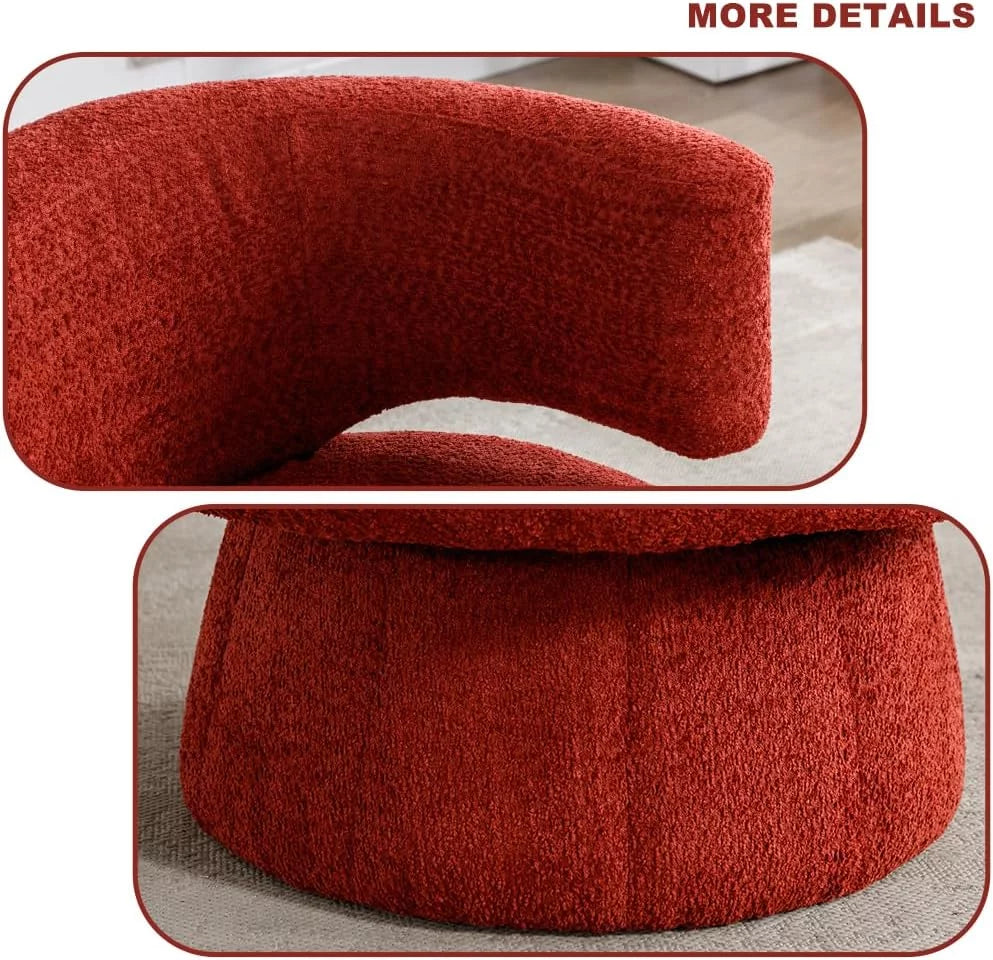 Round Swivel Fuzzy Teddy Barrel Accent Chair K362689