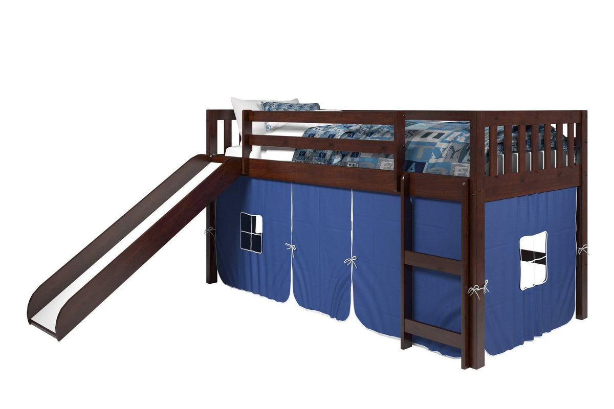 Twin Low Loft Bed with Slide Cappuccino C48020