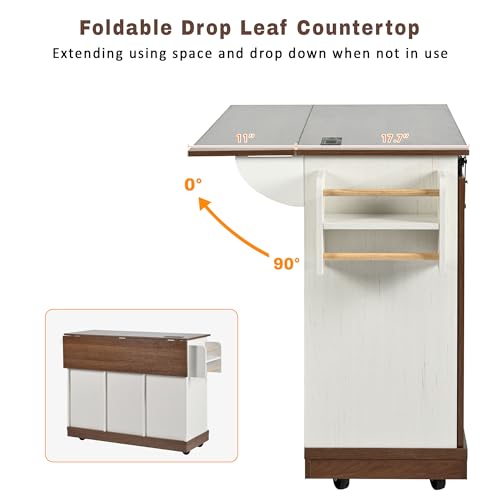55.5" Black Mobile Kitchen Island with Drop Leaf Q68106