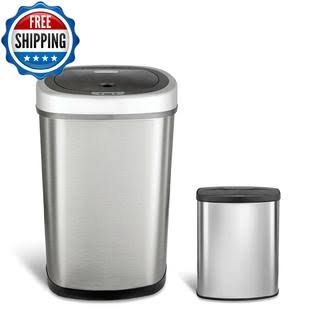 Stainless Steel Motion Sensor Trash Can Set Q123