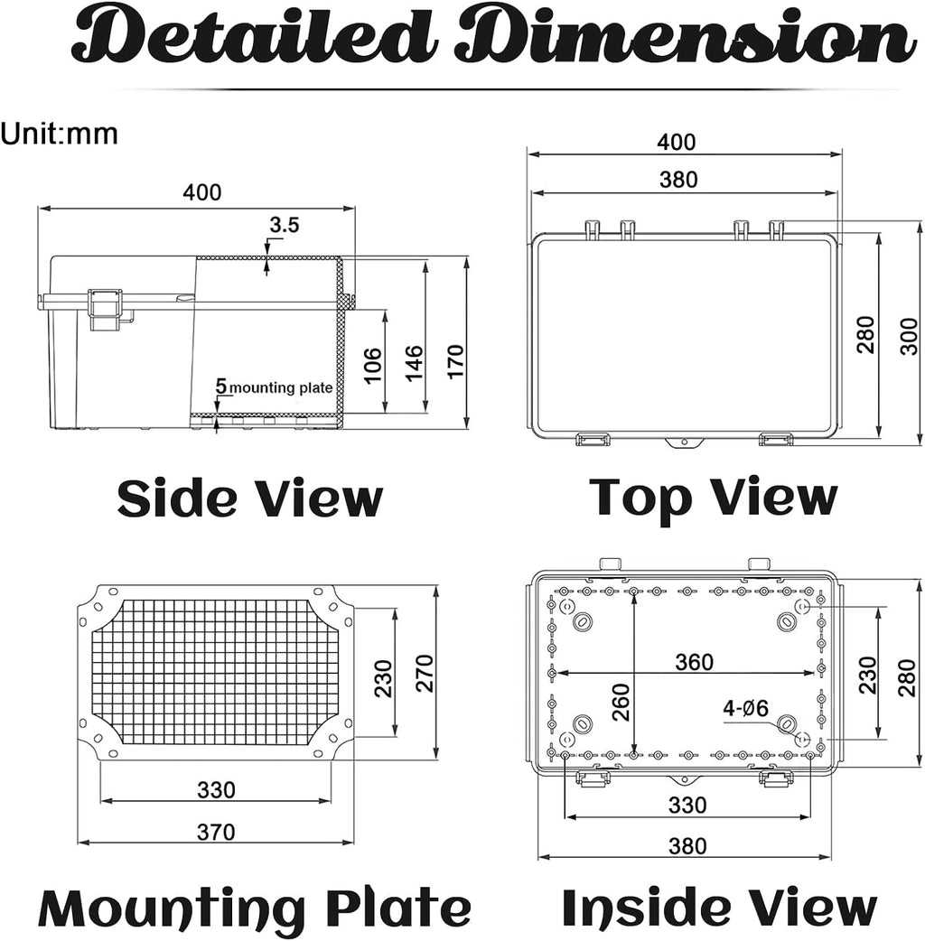 ABS Plastic IP65 Junction Box with Lock (15.7"x11.8"x7") O305252