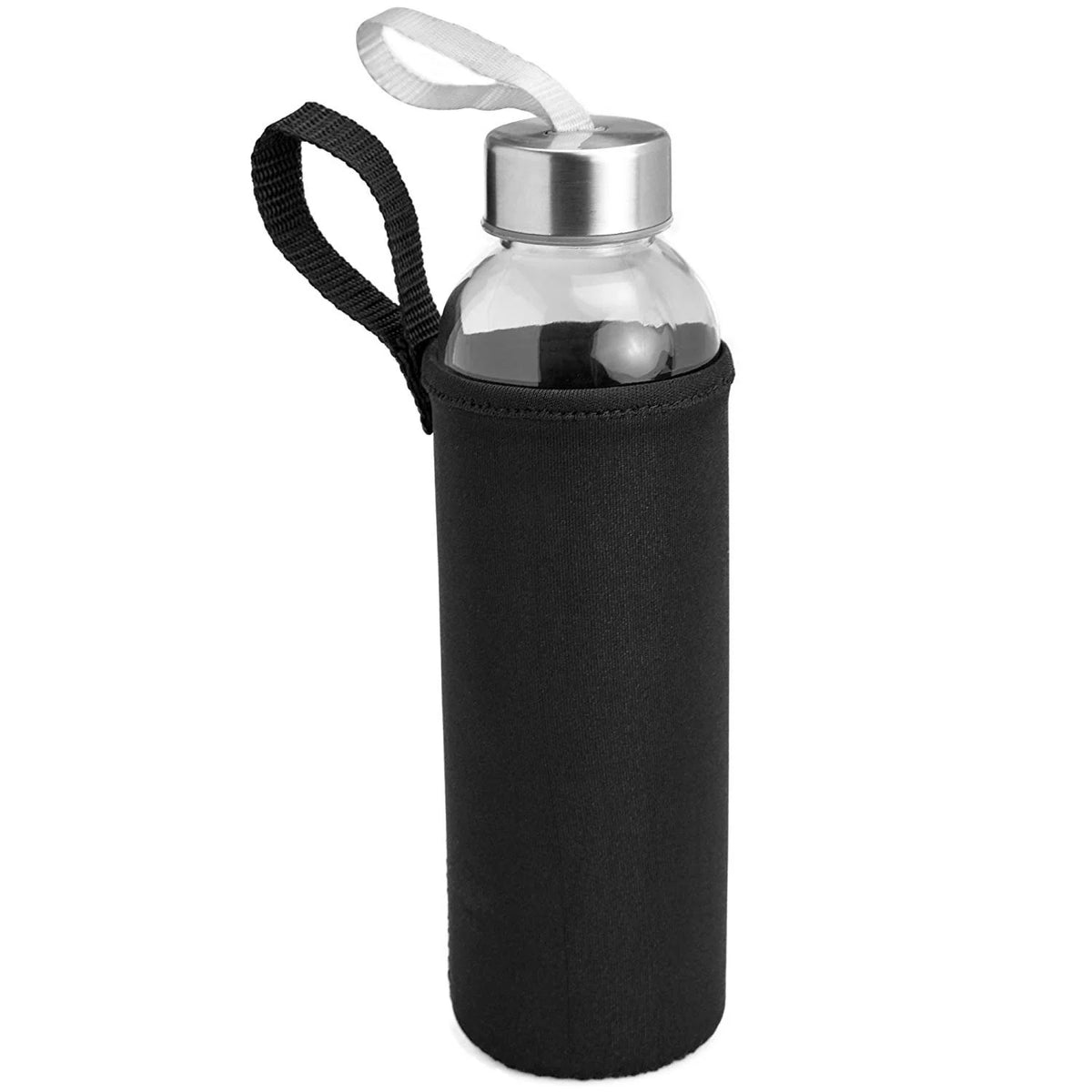 18 Oz Pack of 4 Glass Water Bottles with Lids and Sleeves N6202