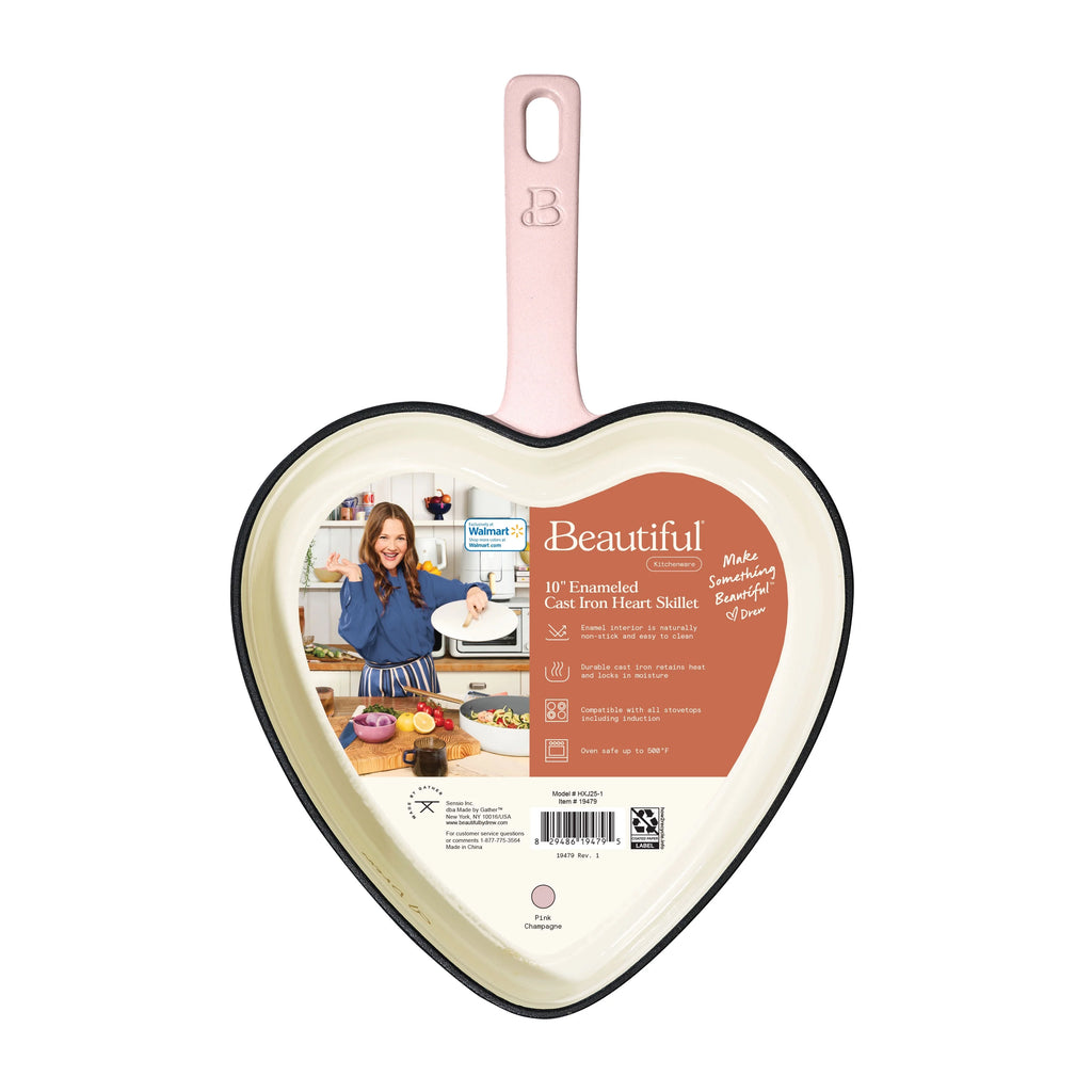 Pink Champagne Enameled Cast Iron Heart Skillet T29980