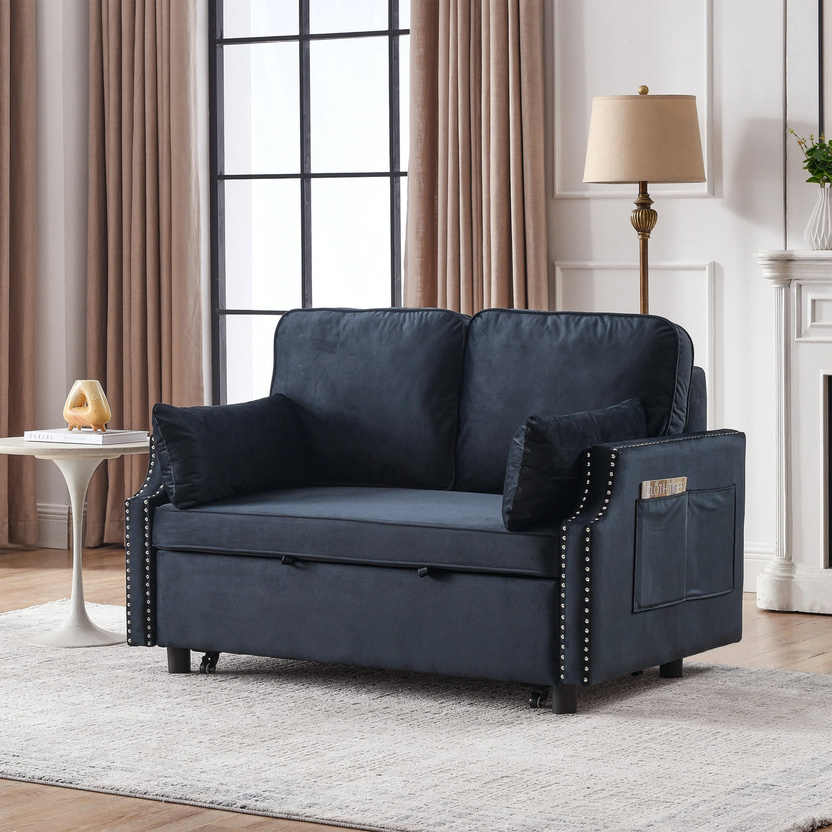 Velvet Recliner Bed with Pull-out Sleeper Sofa R595680