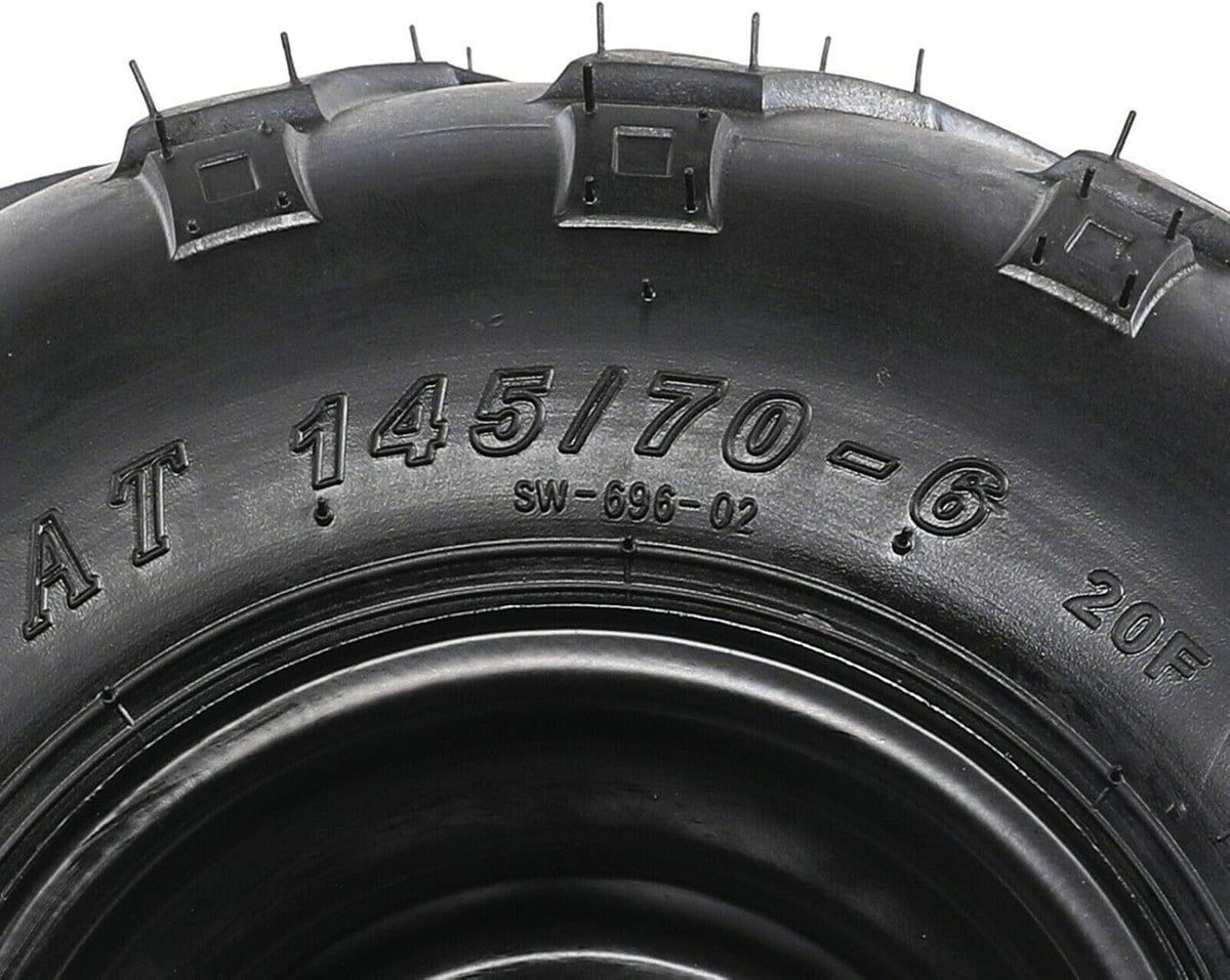 145/70-6 Tire with Rim Wheel for ATV Go Kart UTV Quad, Black Hub Q164811