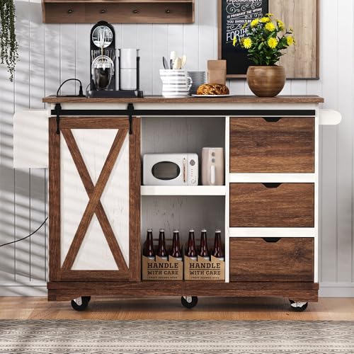 55.5" Black Mobile Kitchen Island with Drop Leaf Q68106