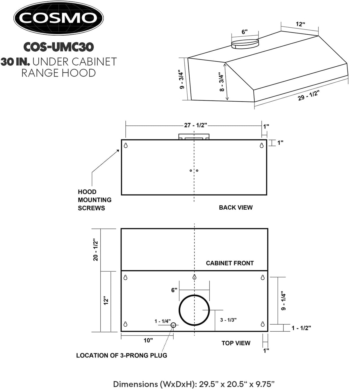 30 in. Ducted Under Cabinet Stainless Steel Range Hood I46141