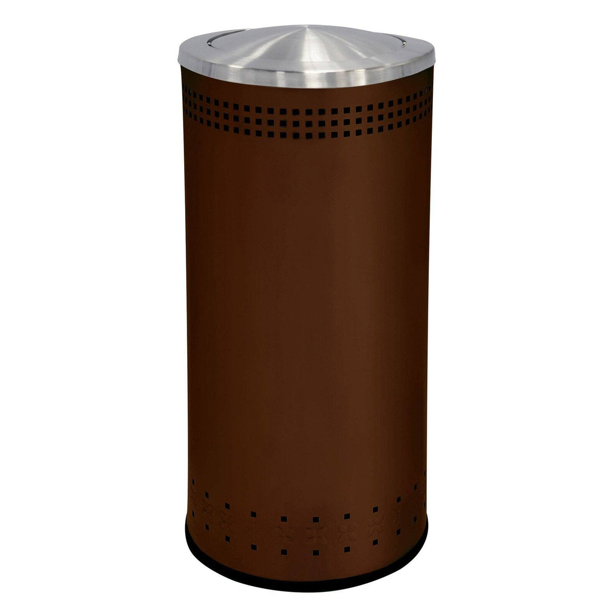 Brown Steel 25 Gallon Receptacle with Swivel Lid V9213