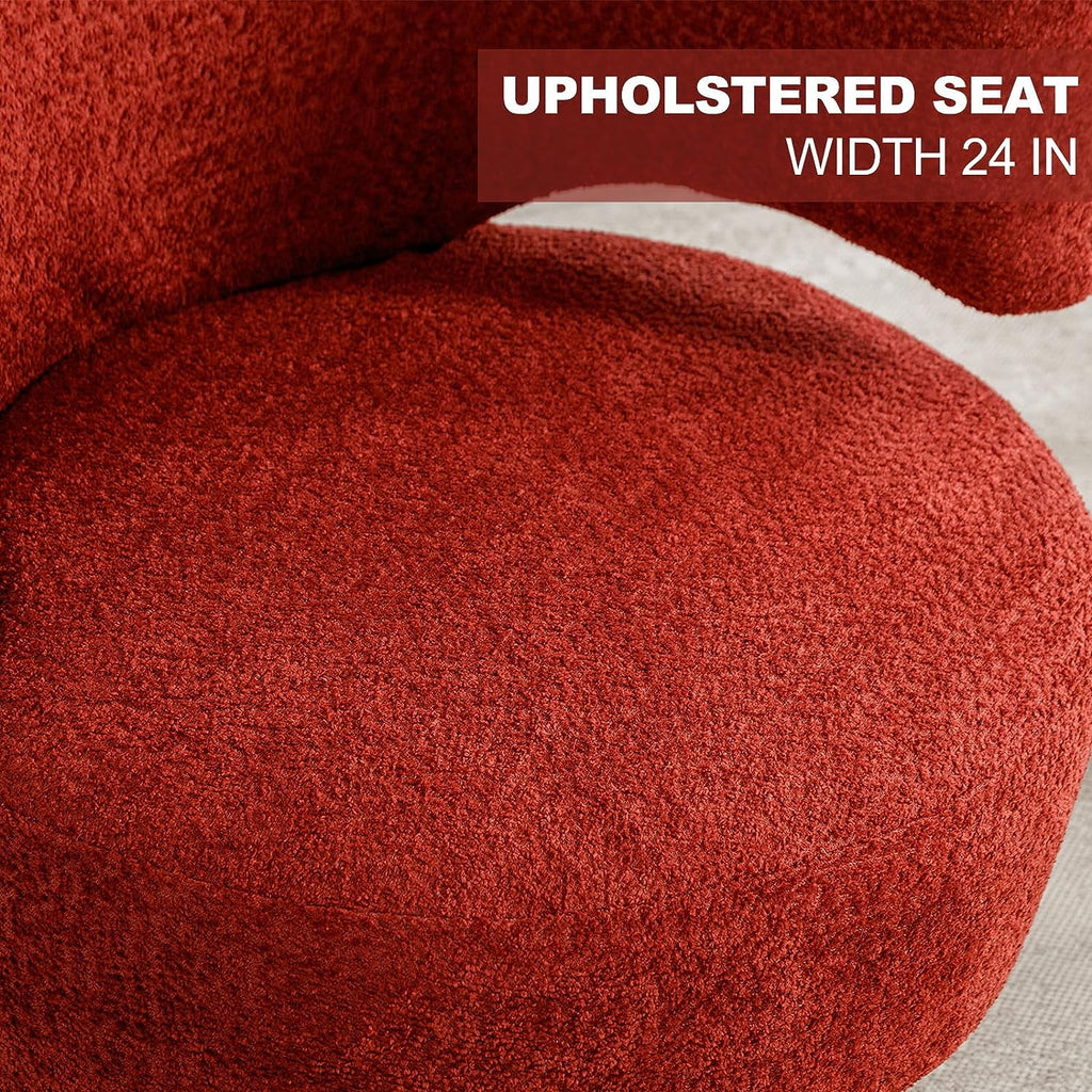 Round Swivel Fuzzy Teddy Barrel Accent Chair K362689
