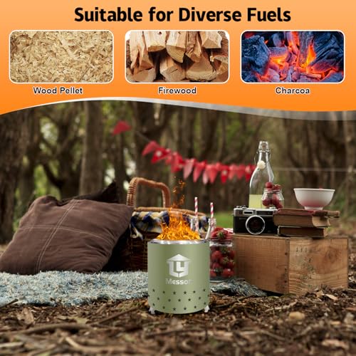 Stainless Steel Tabletop Fire Pit with Stand and Travel Bag P4776