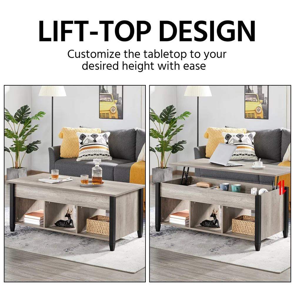 47.5" Lift Top Coffee Table with 3 Storage Compartments N900