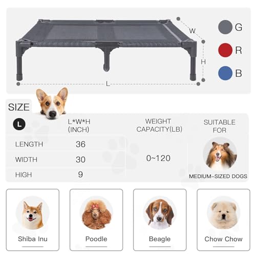 Elevated Dog Bed with Metal Frame, X-Large Grey S534