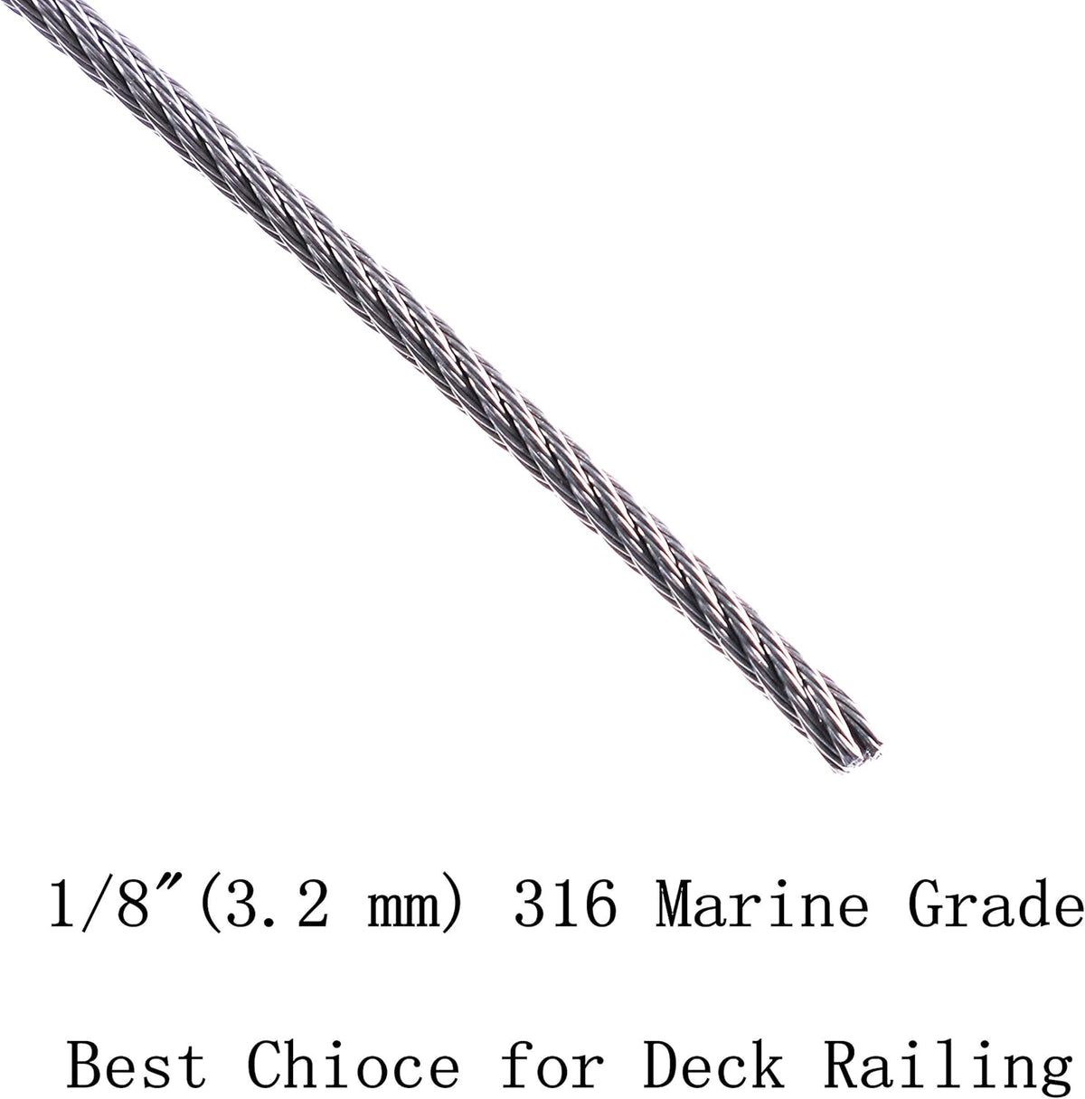 1/8 Stainless Steel Aircraft Wire Rope, 7 x 7 400 Feet T 316 Marine Grade G37918