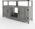 Farmhouse TV Stand with 2 Cabinets and Fireplace J811