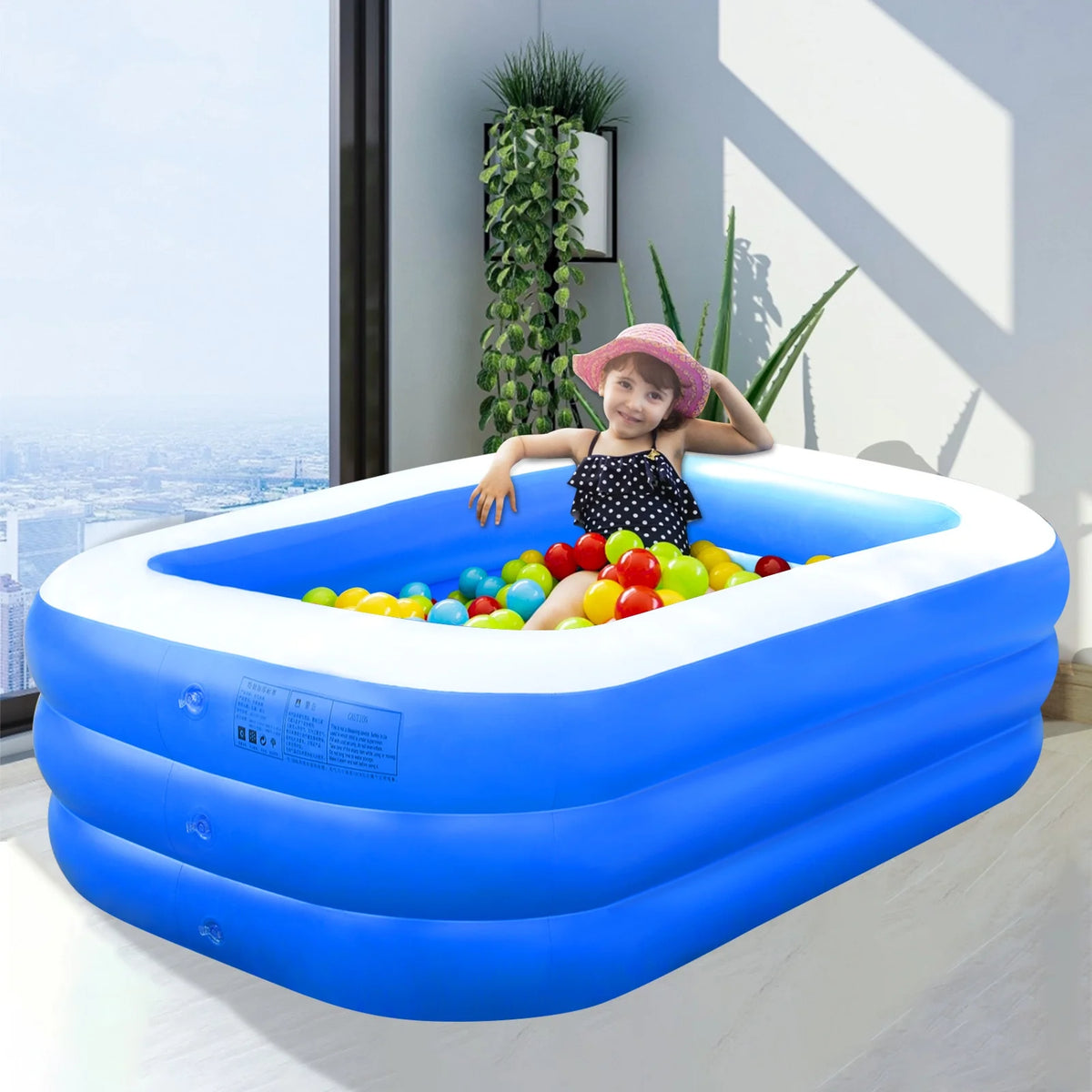 Inflatable Kiddie Pool 71 x 51 x 24 Rectangle Swimming Pool T85065