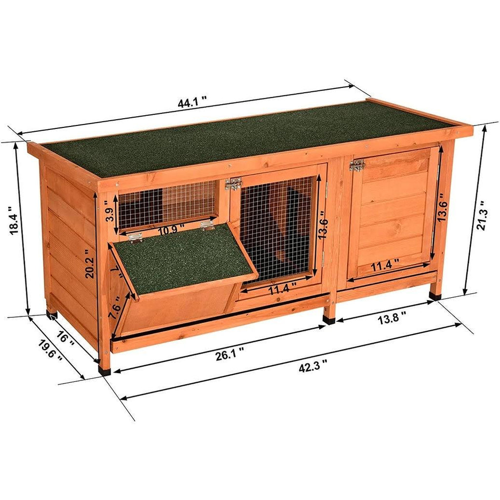 Wooden Indoor Outdoor Guinea Pig Cage Rabbit Hutch with Feeding Trough D930213
