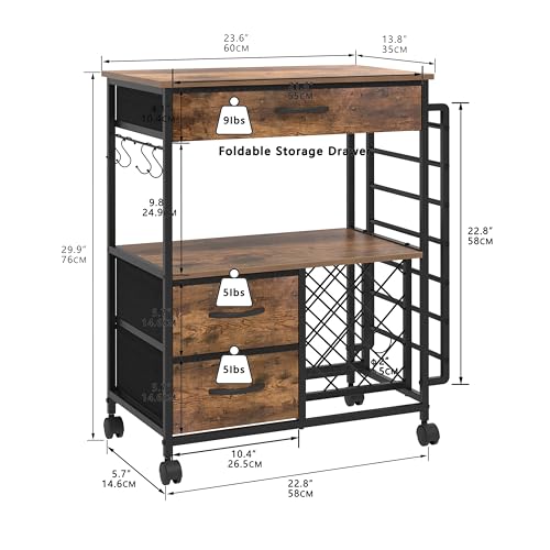 Rustic Brown Storage Cart with Drawers F802
