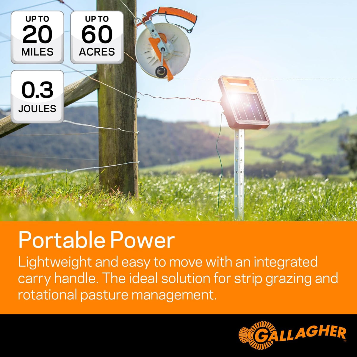 Solar Electric Fence Charger 0.3 Stored Joule Energizer K5879